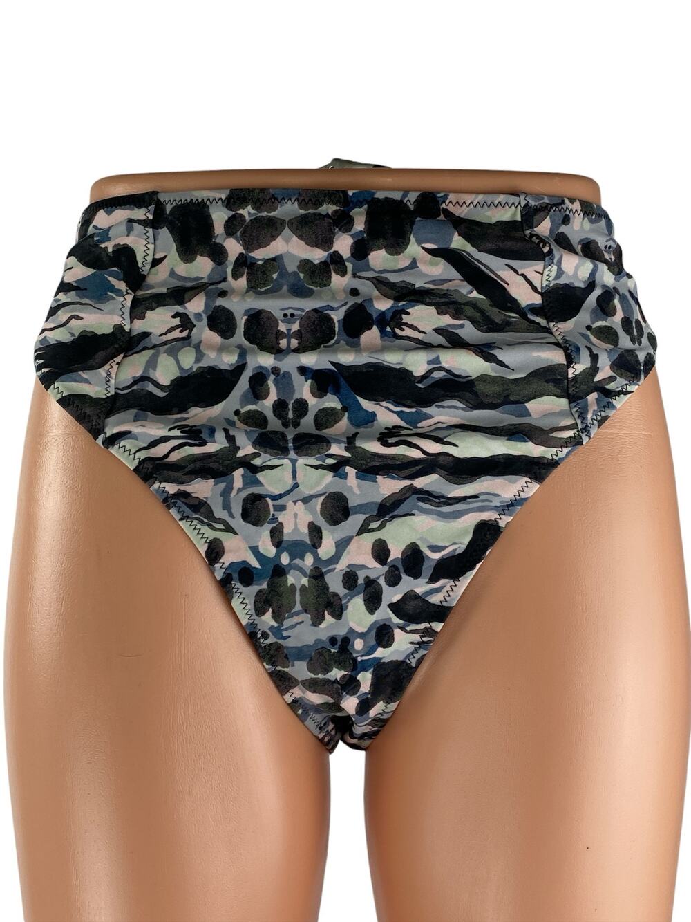 NEW AllSaints Eva Oniyuri Women's Animal Print High Waisted Swimwear Bikini Sz L